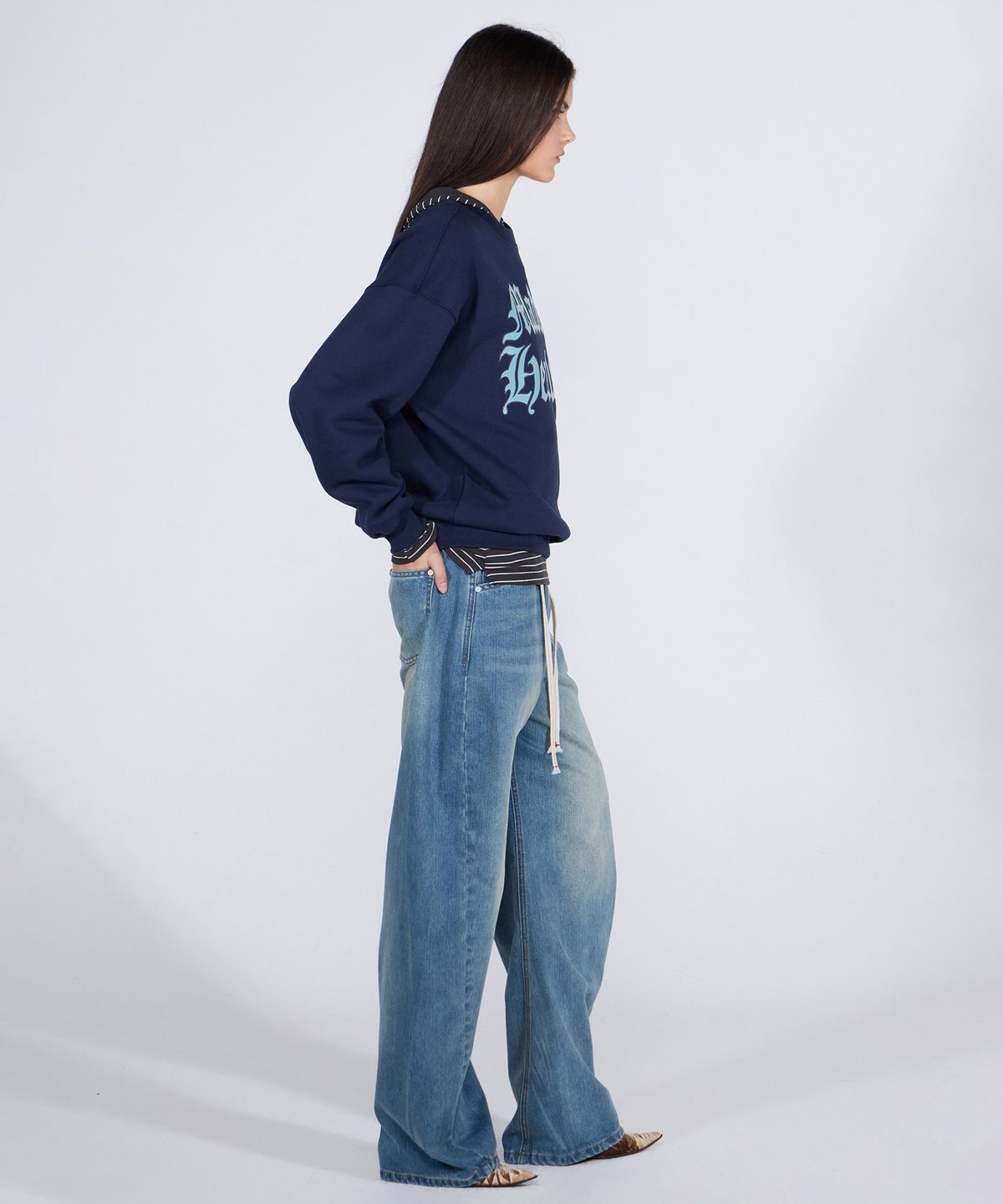 스컬프터(SCULPTOR) Sticky Paint Sweatshirt Navy
