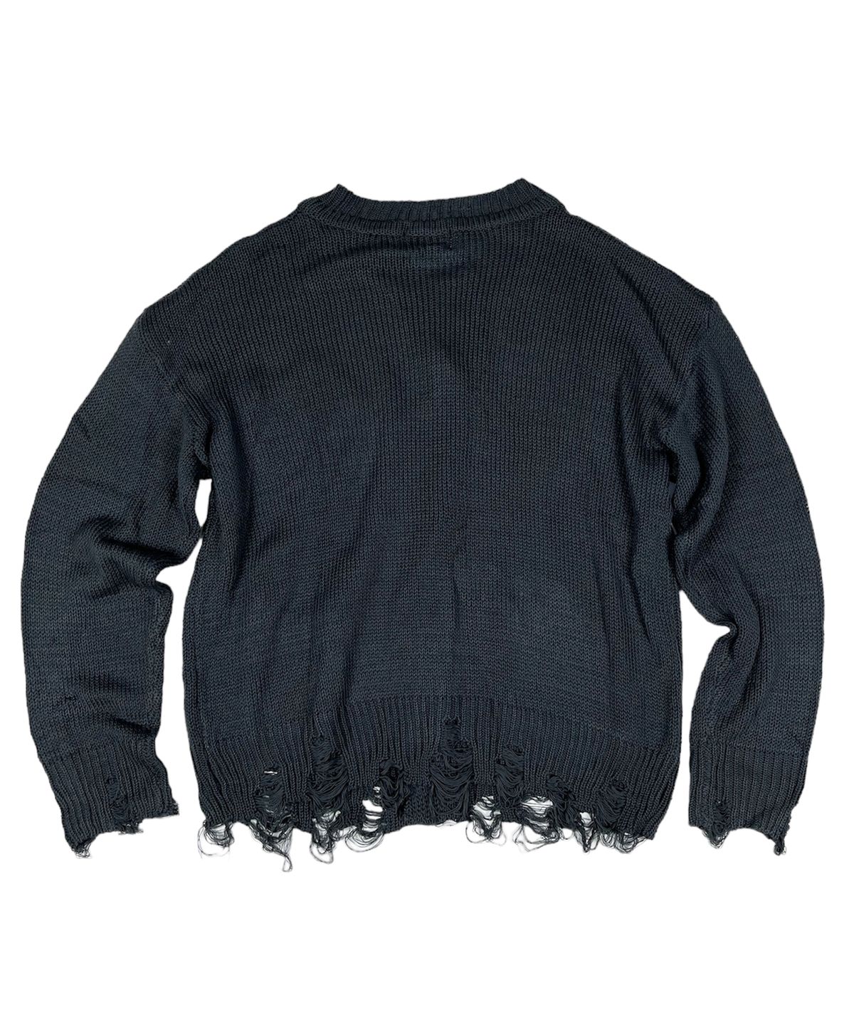 스케이터락(SK8ER ROCK) Classic Cross Destroyed Knit Cardigan ((Dark gray))