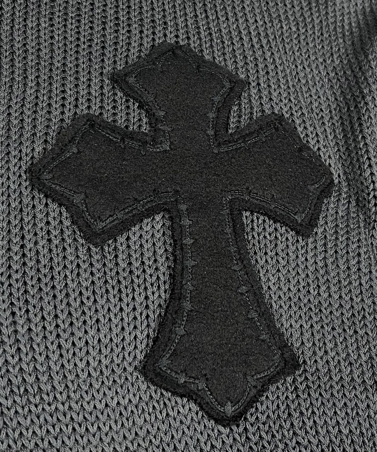 스케이터락(SK8ER ROCK) Classic Cross Destroyed Knit Cardigan ((Dark gray))
