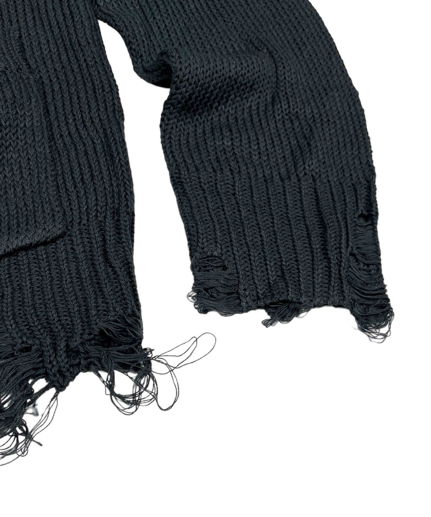 MUSINSA | SK8ER ROCK Classic Cross Destroyed Knit Cardigan