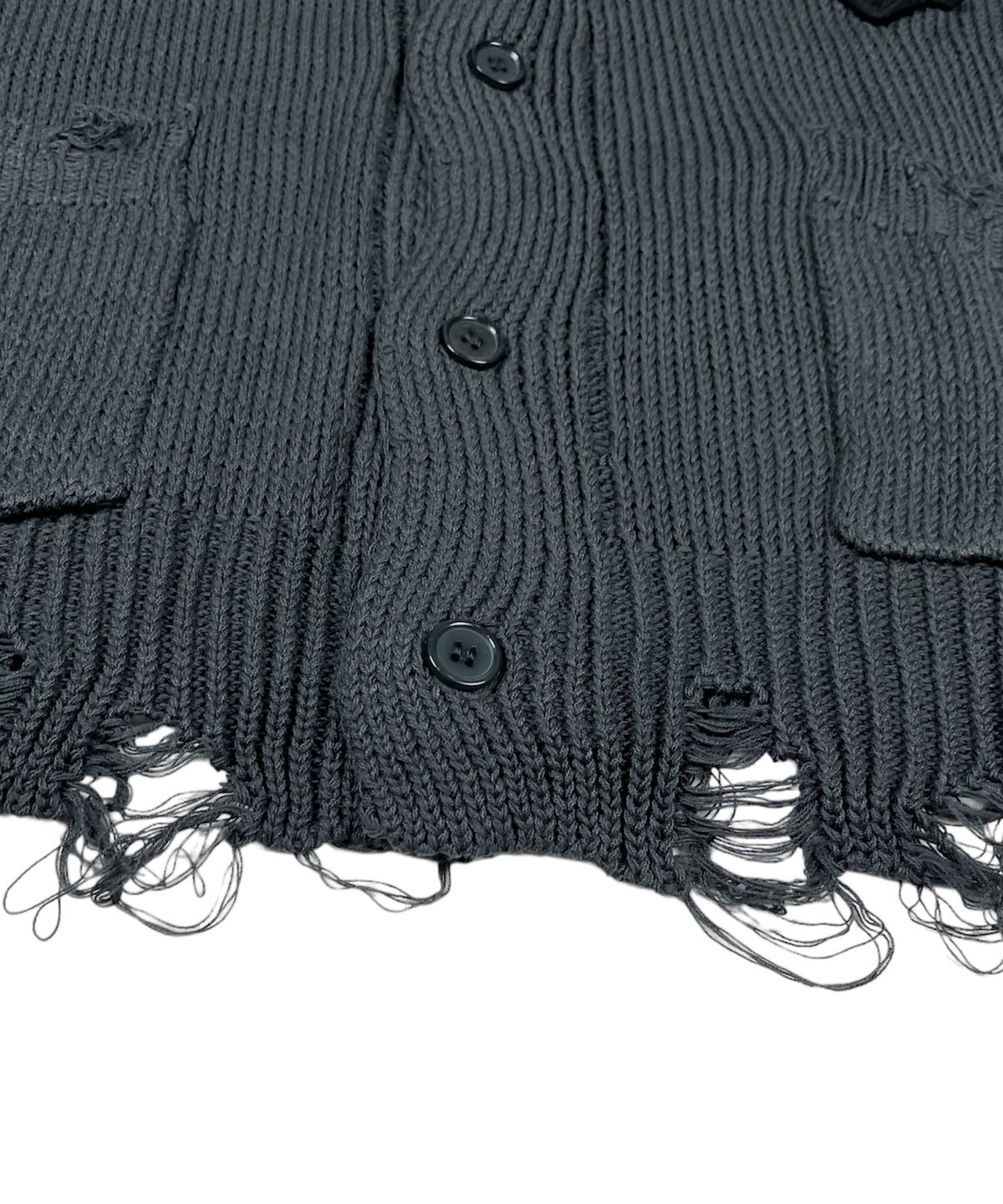 스케이터락(SK8ER ROCK) Classic Cross Destroyed Knit Cardigan ((Dark gray))