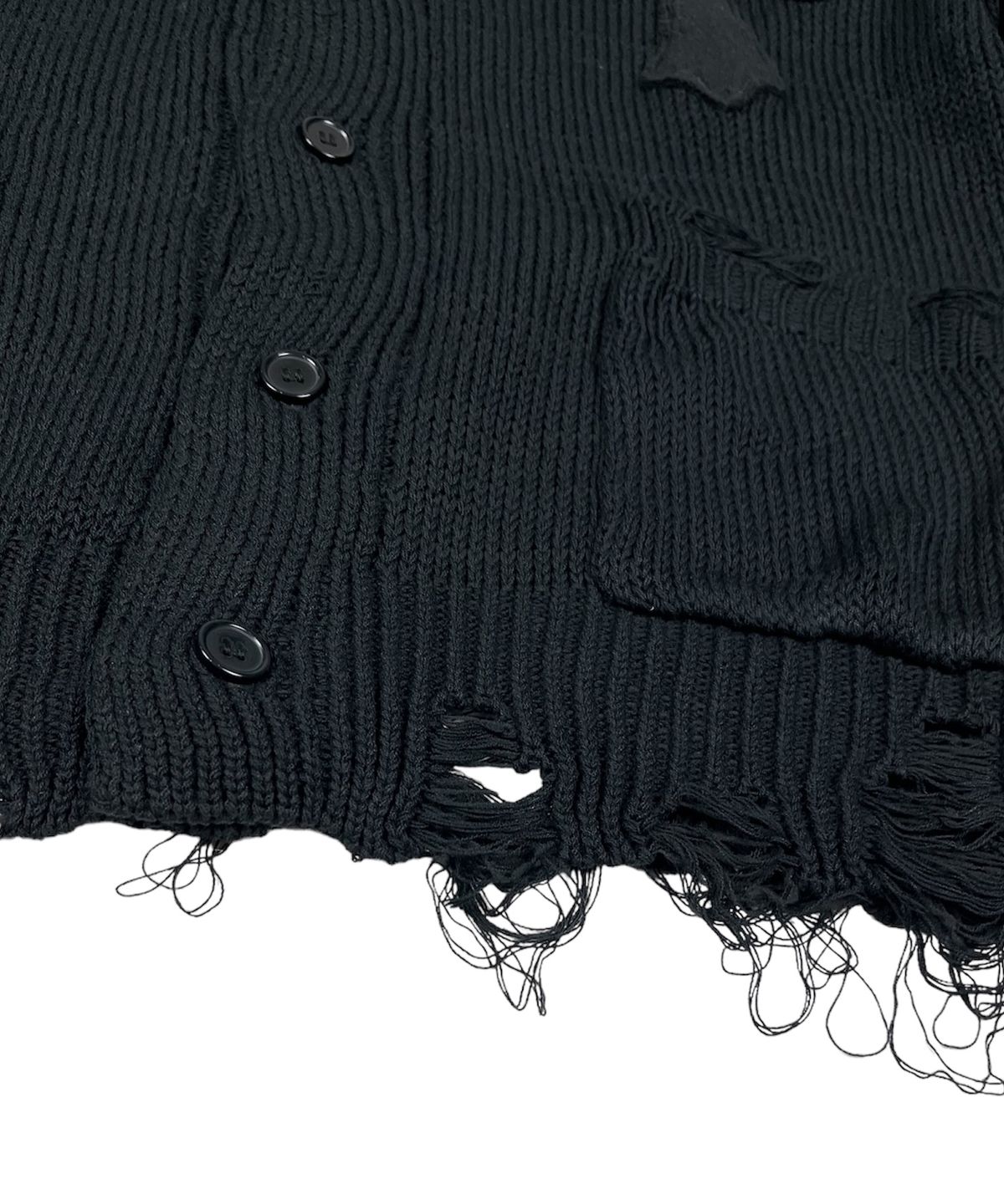 스케이터락(SK8ER ROCK) Classic Cross Destroyed Knit Cardigan ((Black))