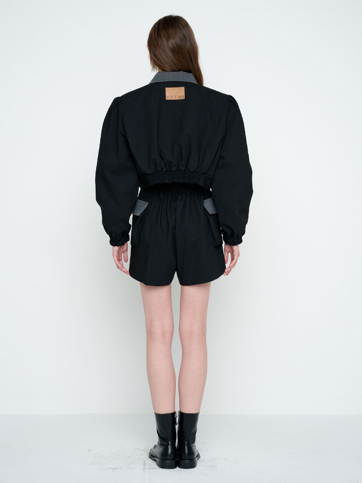 모이페어(MOIFAIRE) BUTTON WOOL SHORTS / BLACK