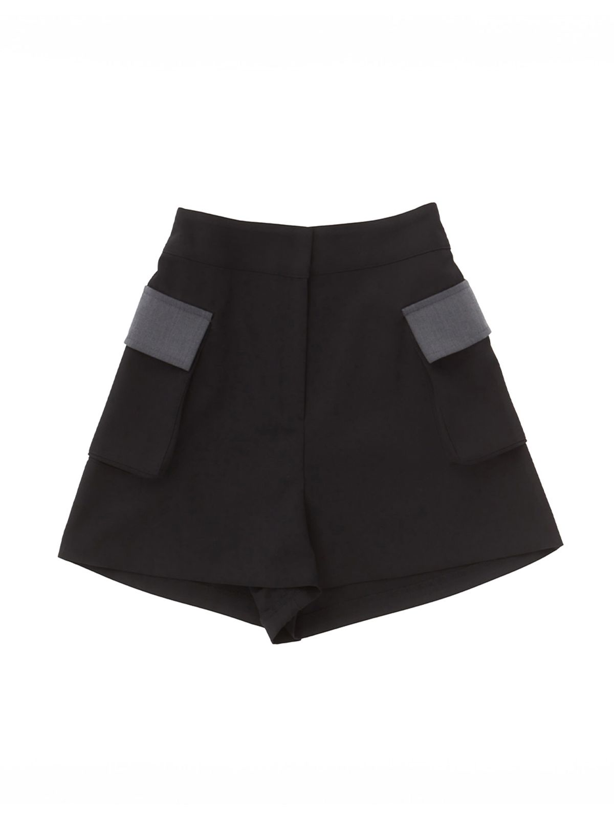 모이페어(MOIFAIRE) BUTTON WOOL SHORTS / BLACK