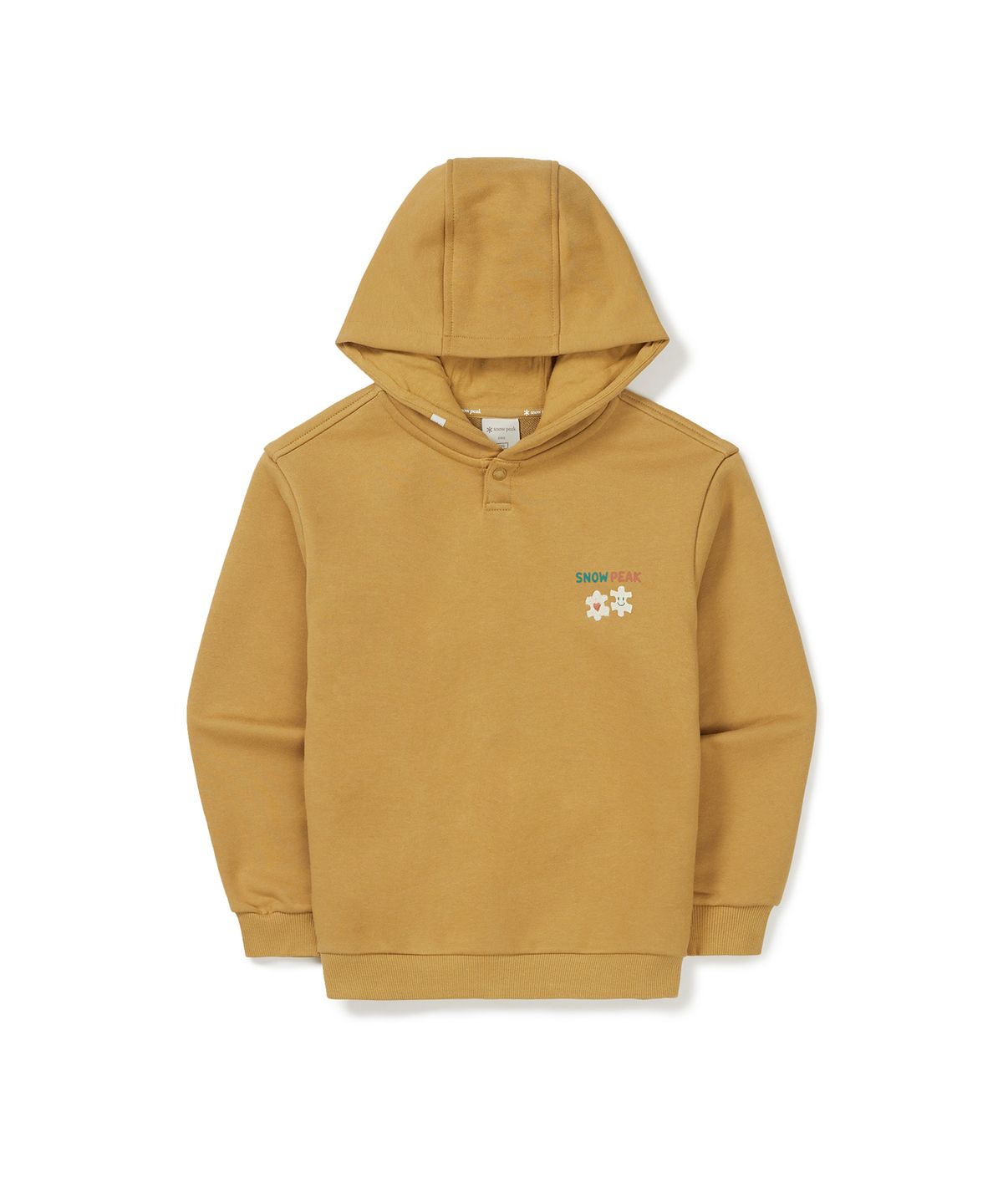 스노우피크 어패럴 키즈(SNOWPEAK APPAREL KIDS) 키즈 그래픽 후드 티셔츠 (S24FKFHD80) Mustard