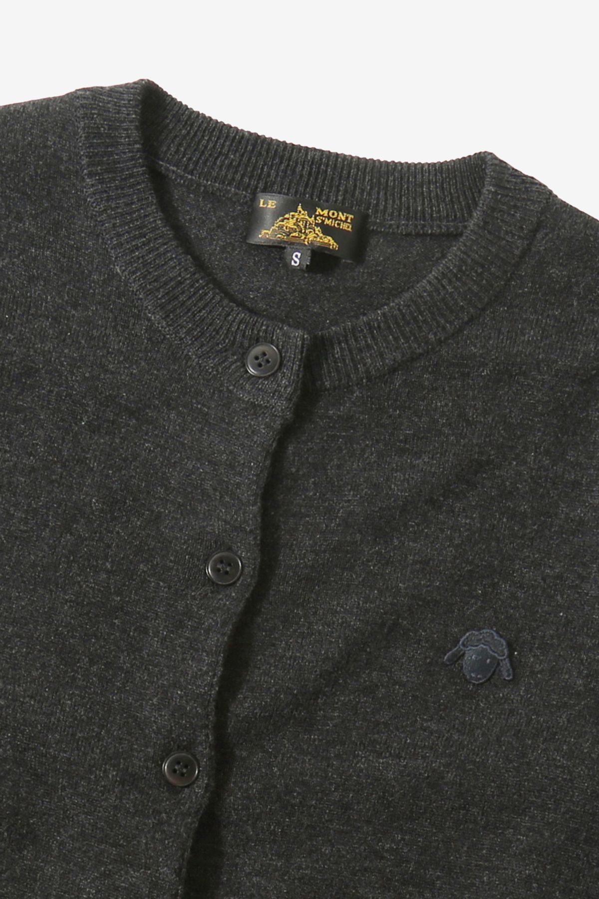 르몽생미셸(LE MONT ST MICHEL) Lambs wool mutton cardigan_Dark Grey