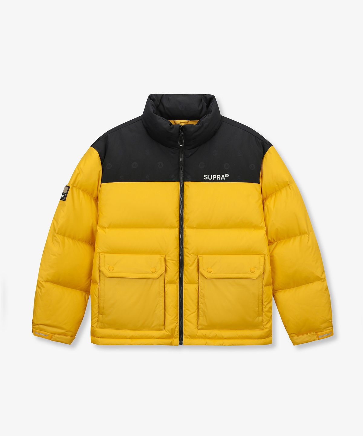 수프라(SUPRA) 자가드 배색 숏 다운 자켓(YELLOW)