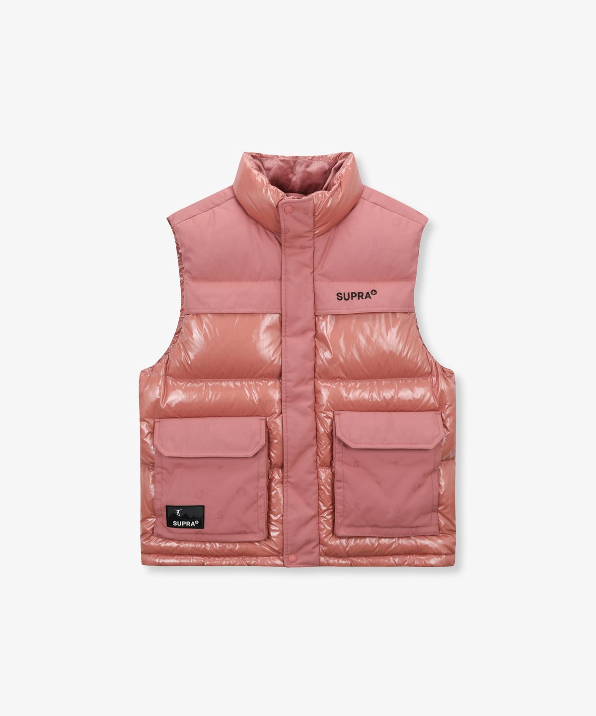 수프라(SUPRA) 자가드 배색 다운 베스트(PINK)