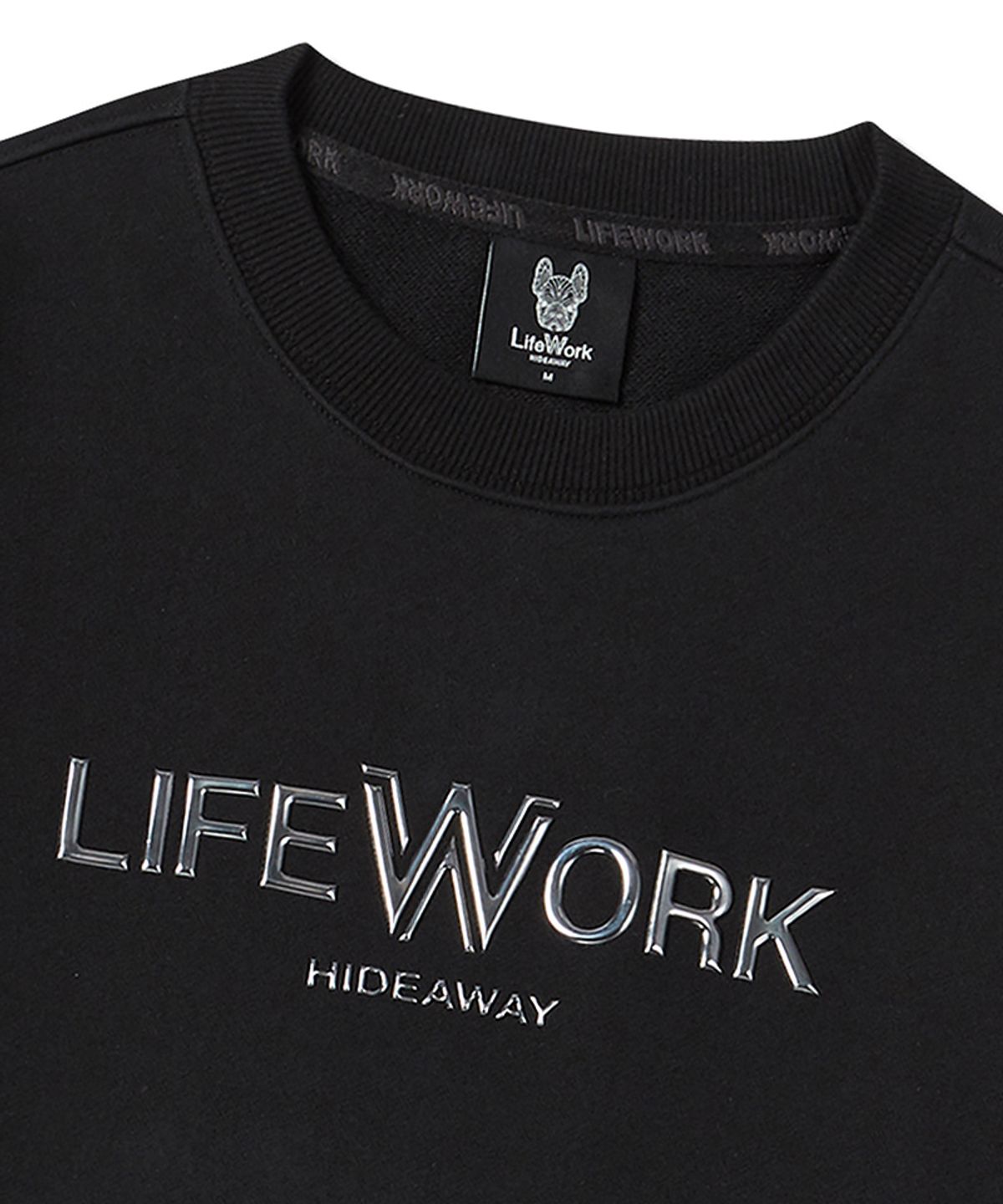 라이프워크(LIFEWORK) 실버 로고 레터링 맨투맨