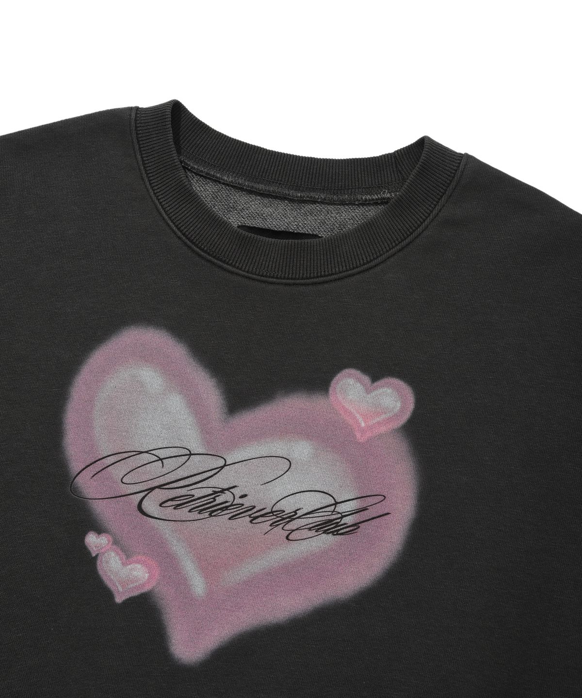 리트리버클럽(RETRIEVER CLUB) HEART CROP CREWNECK [PIGMENT BLACK]