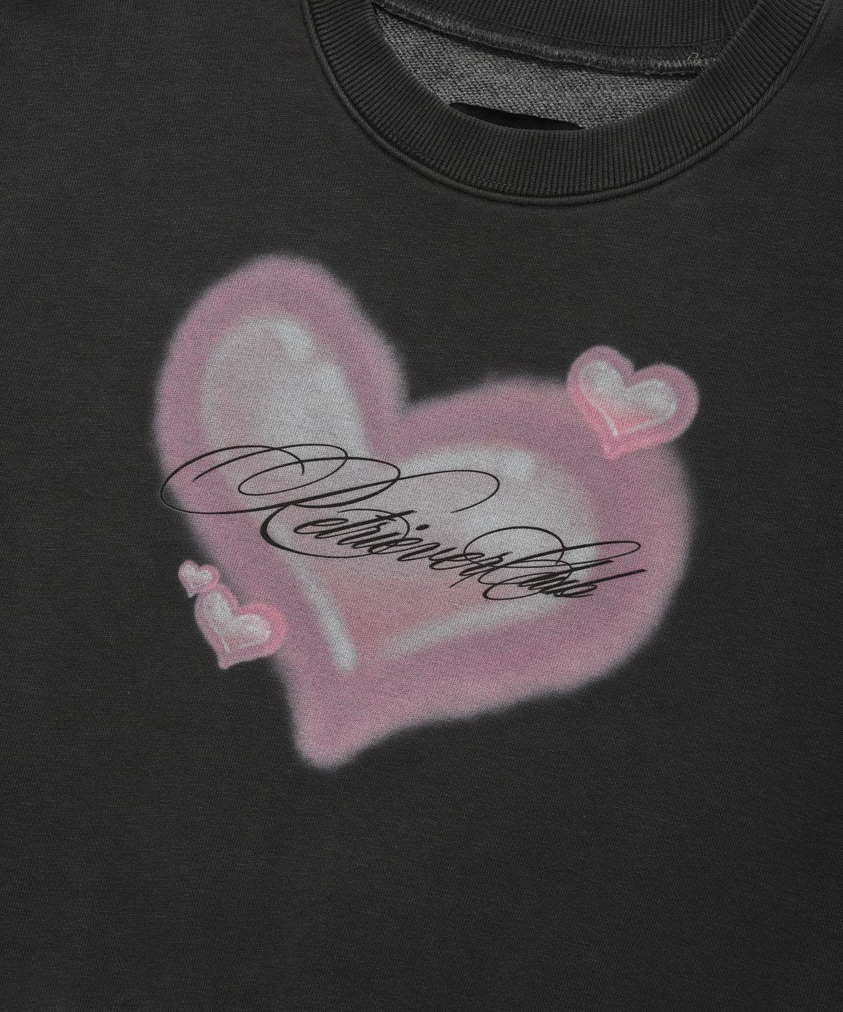 리트리버클럽(RETRIEVER CLUB) HEART CROP CREWNECK [PIGMENT BLACK]