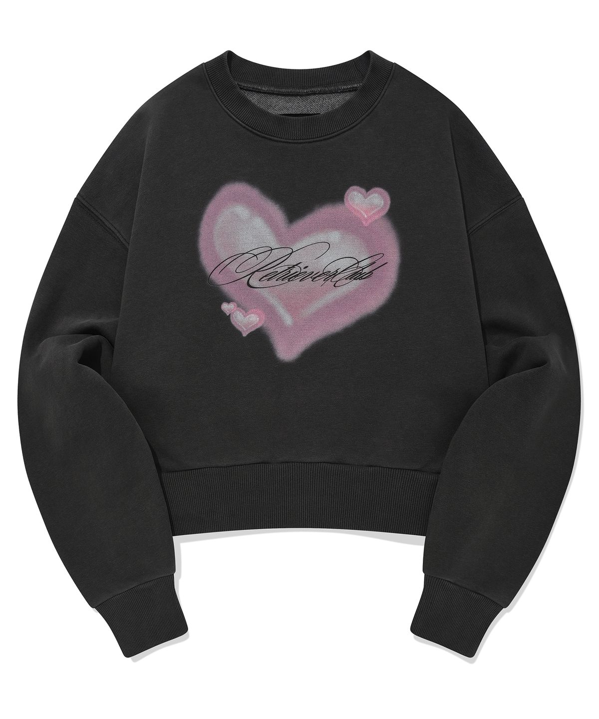 리트리버클럽(RETRIEVER CLUB) HEART CROP CREWNECK [PIGMENT BLACK]