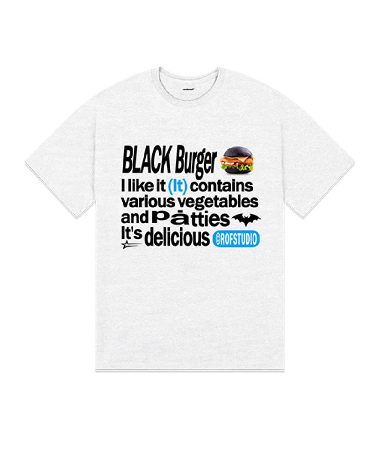 랜덤오프(RANDOMOFF) [ROF X LETINDINER] BLACK BURGER TYPO 반팔티 [4컬러]