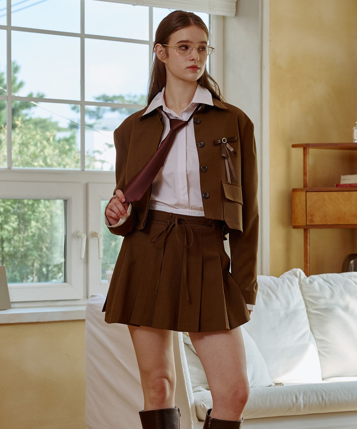 아리킴(ARIKIM) MILD CROP BLAZER / BROWN