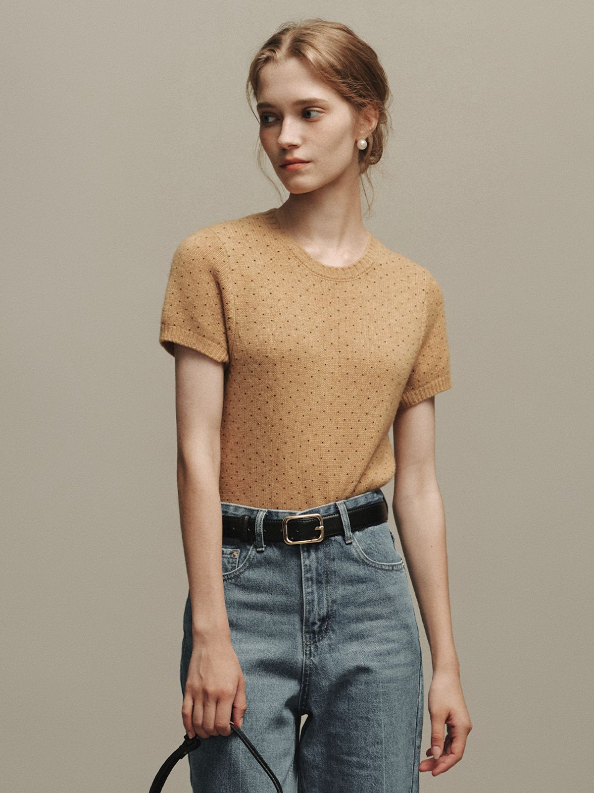 르니나(LENINA) RORI dot half knit_BEIGE