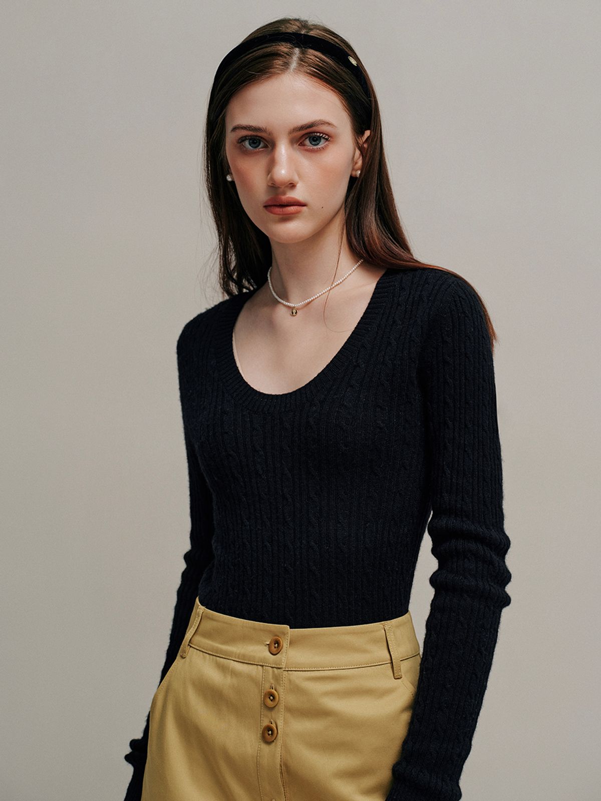 르니나(LENINA) IVE u-neck long knit_3colors