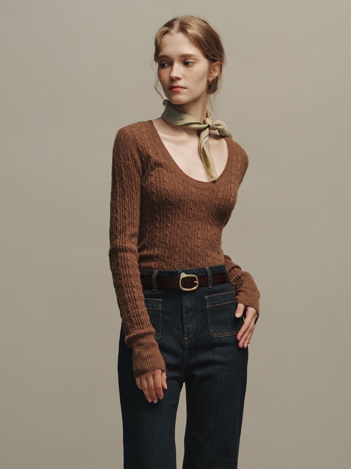 르니나(LENINA) IVE u-neck long knit_3colors