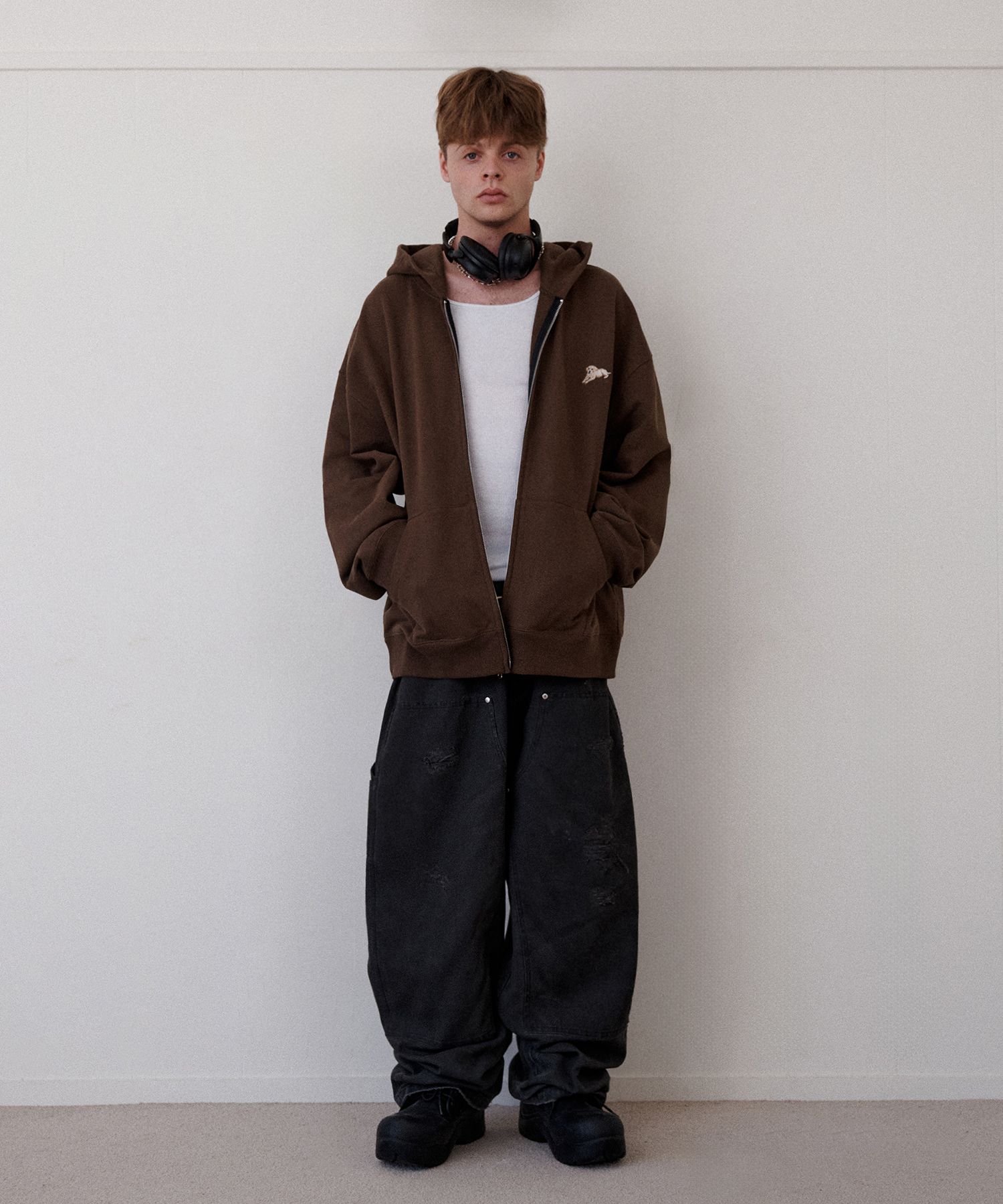 MUSINSA公式 | RETRIEVER CLUB SMALL PUPPY HOOD ZIP UP [BROWN]