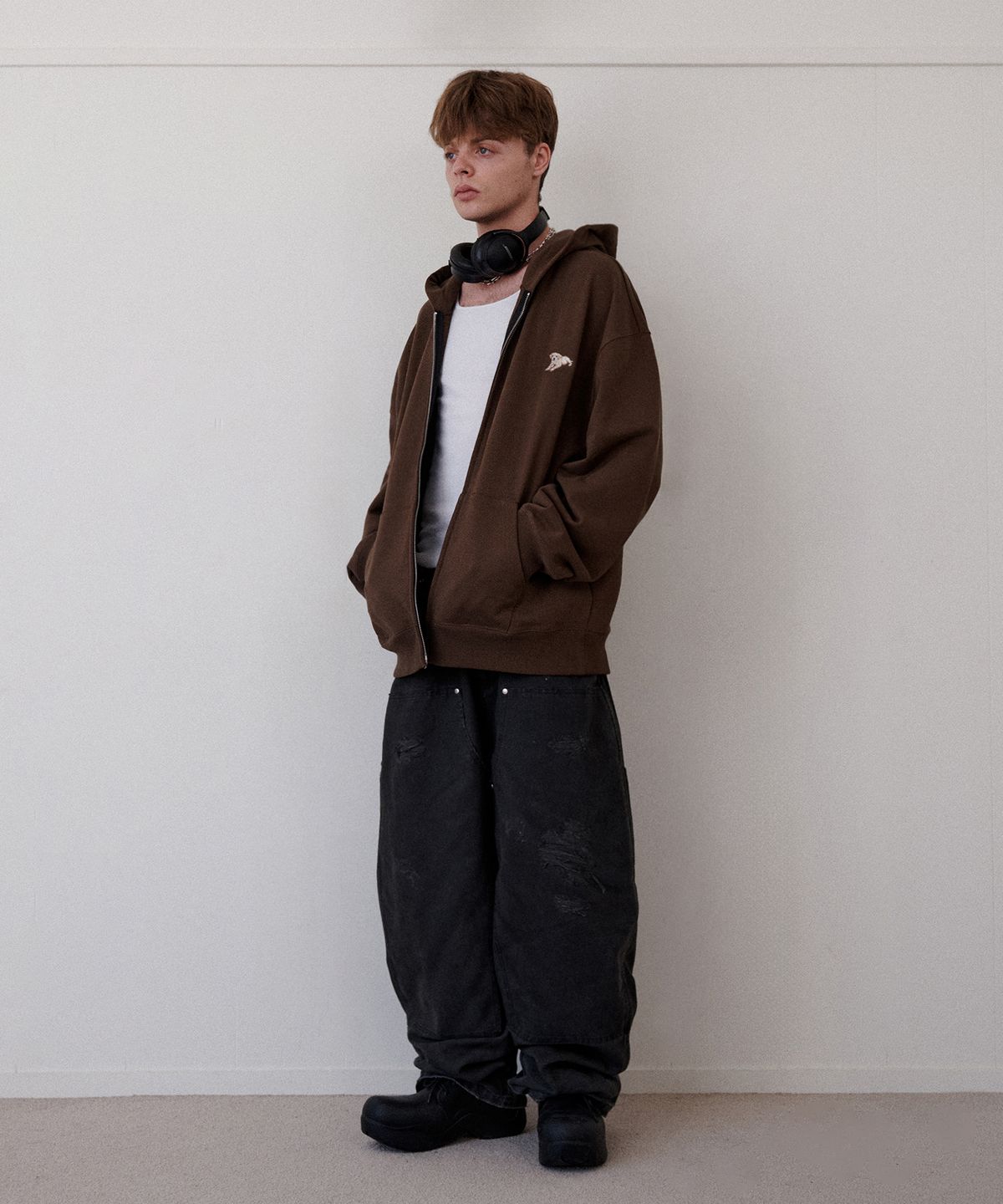 리트리버클럽(RETRIEVER CLUB) SMALL PUPPY HOOD ZIP UP [BROWN]