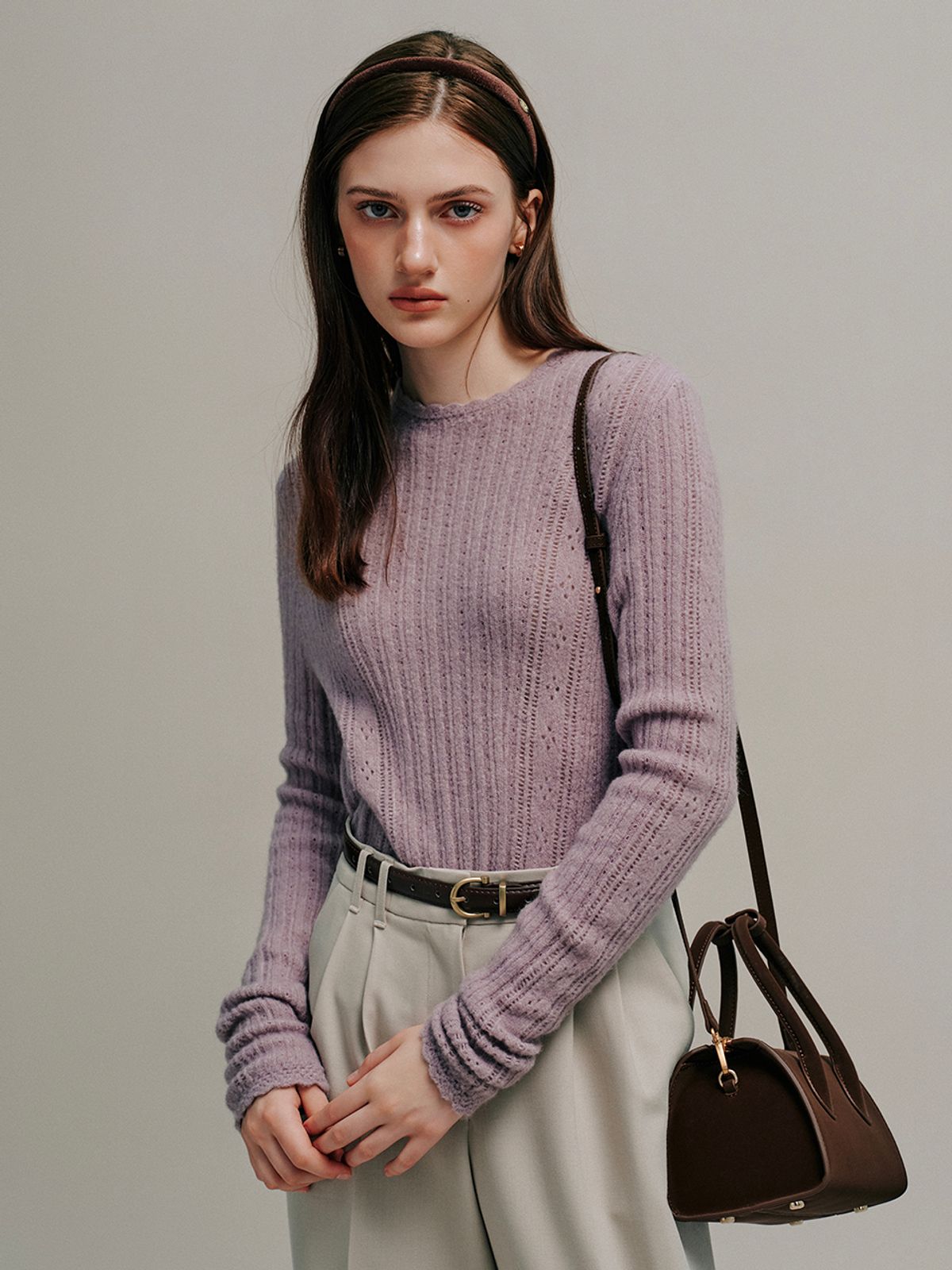 르니나(LENINA) BETH woolen wave neck knit_LAVENDER