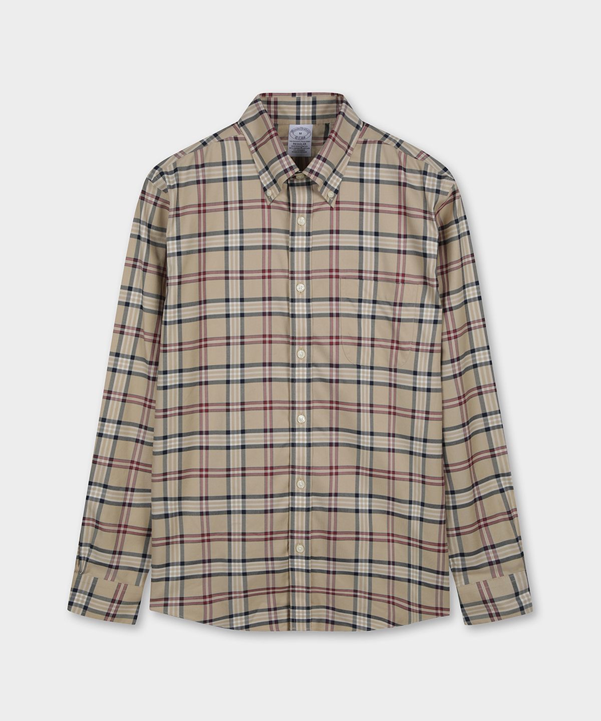 브룩스 브라더스(BROOKS BROTHERS) 레귤러핏 논아이론 트윌 타탄 체크 셔츠 (다크베이지) (BBTHMM6132ZEF)