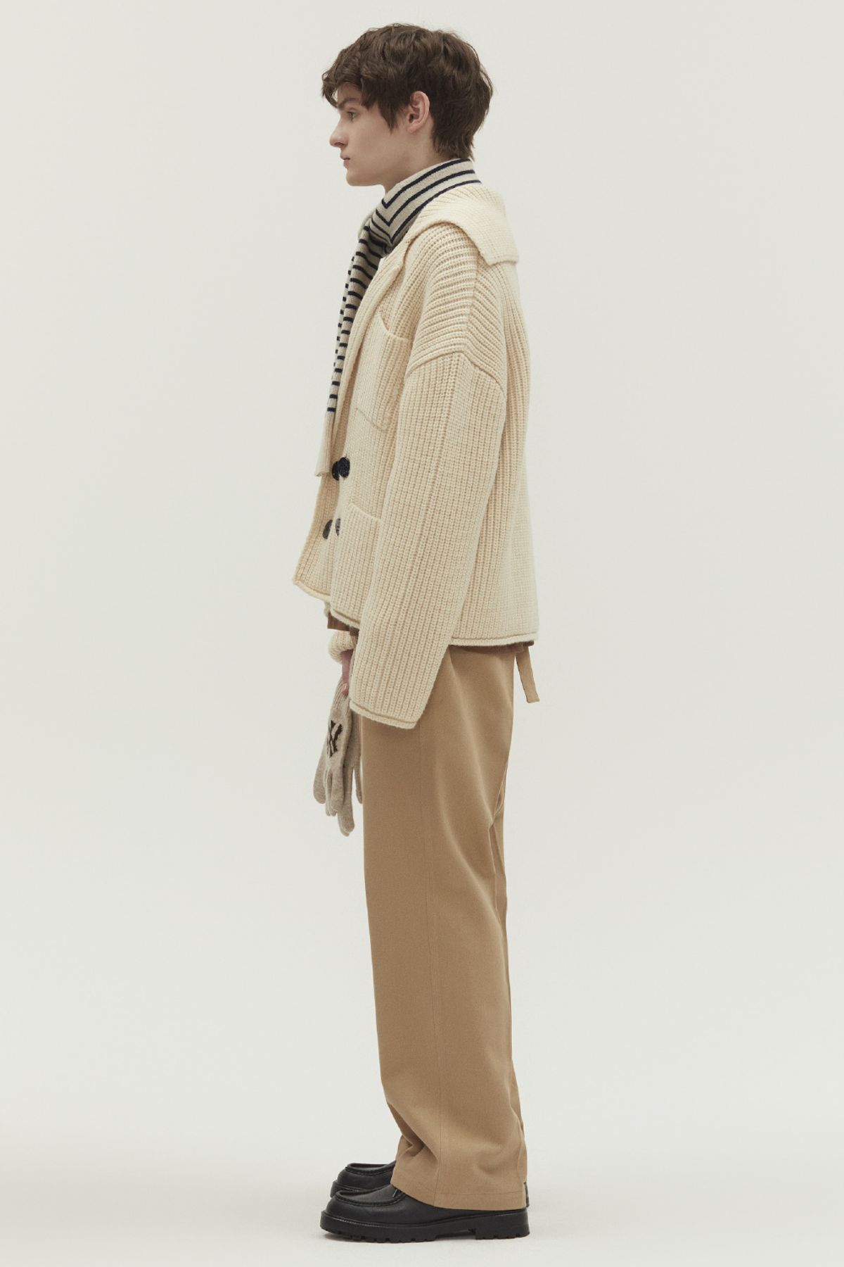 노앙(NOHANT) PREPPY DOUBLE KNIT CARDIGAN IVORY
