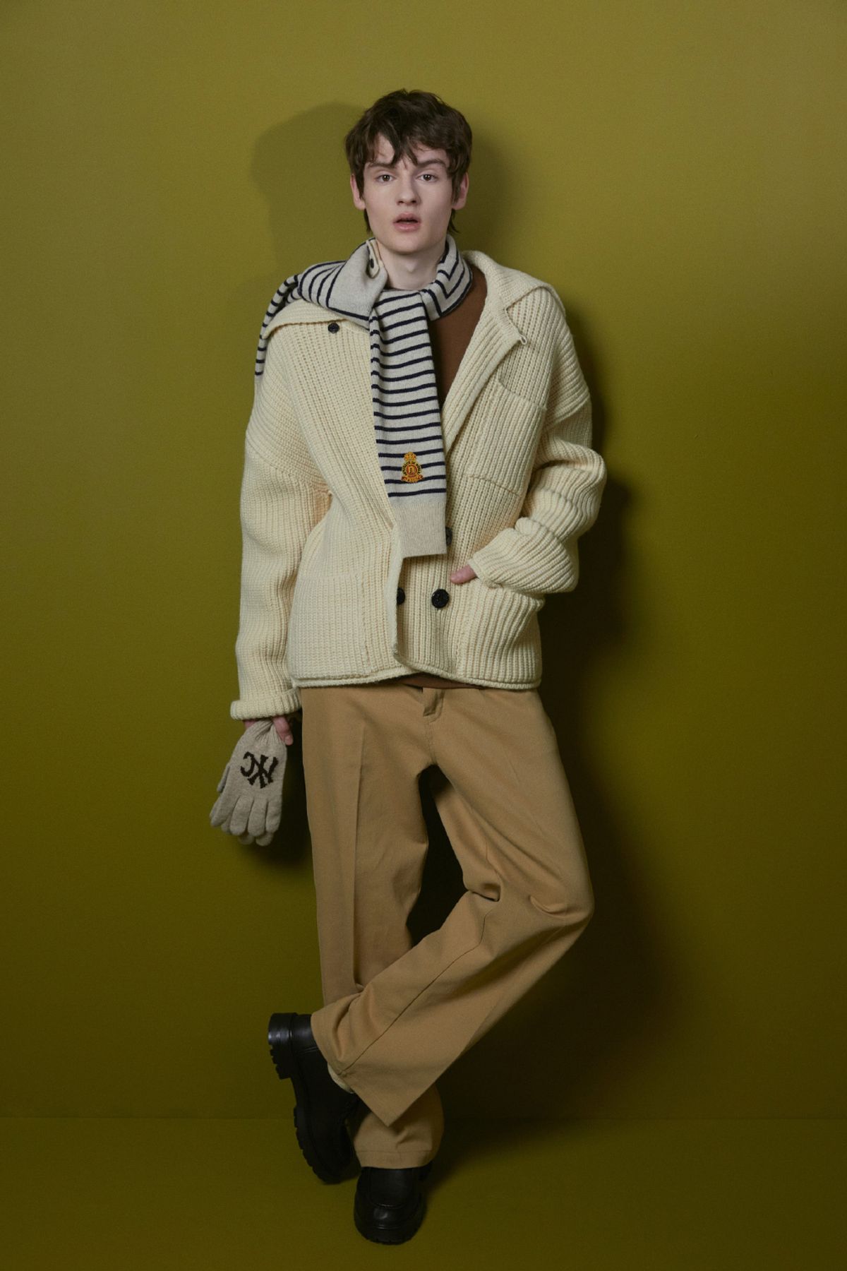 노앙(NOHANT) PREPPY DOUBLE KNIT CARDIGAN IVORY