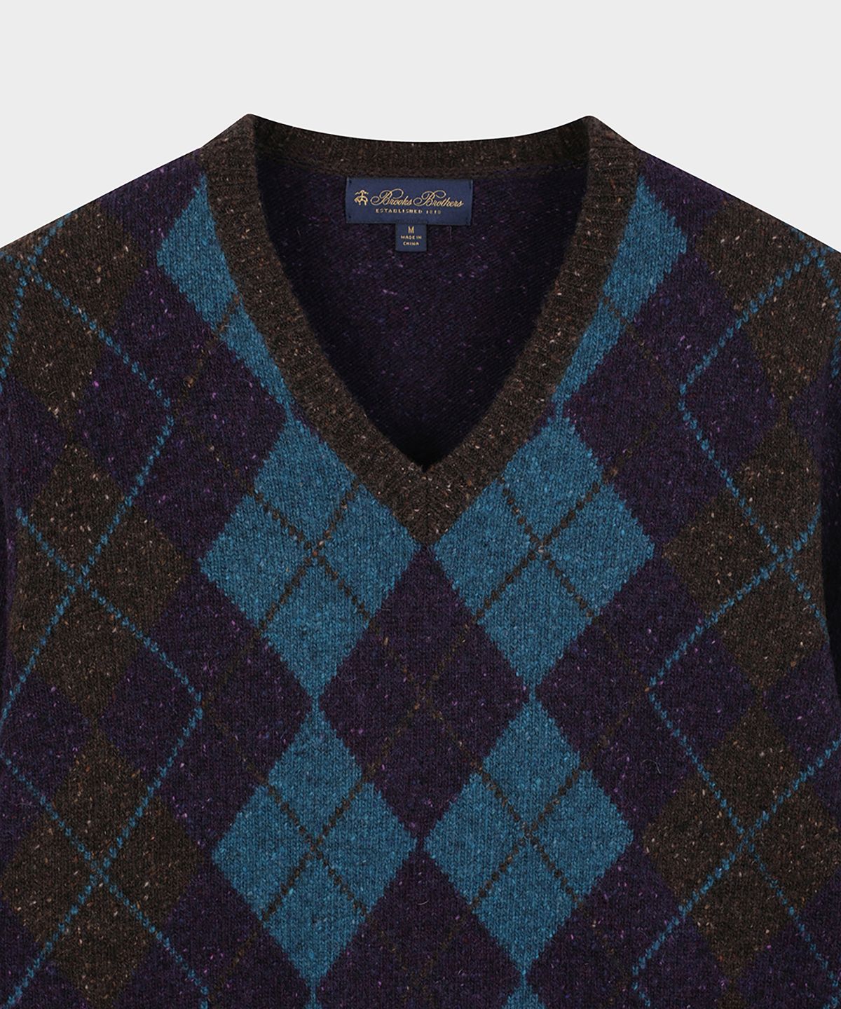 브룩스 브라더스(BROOKS BROTHERS) 아카이브 아가일 V넥 스웨터 (퍼플) (BBWNMM3931TEW)