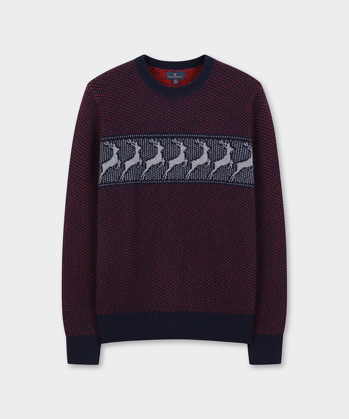 브룩스 브라더스(BROOKS BROTHERS) 디어 체스트 스트라이프 스웨터 (버건디) (BBWRMF4555EEW)