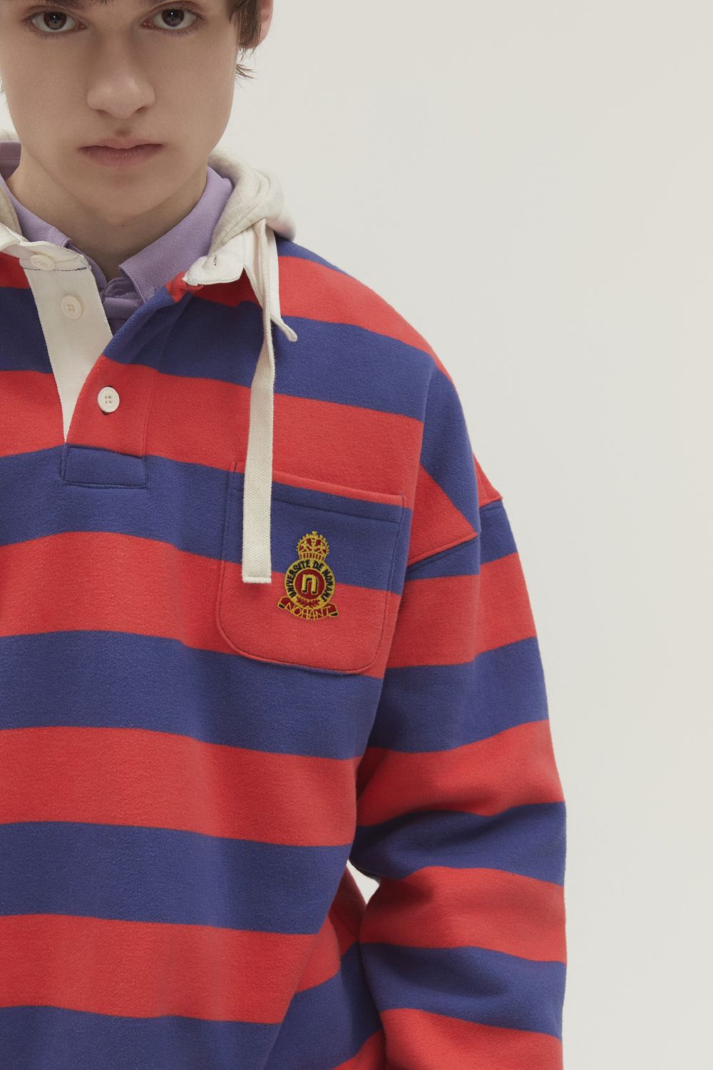 MUSINSA | NOHANT STRIPE HOODIE RUGBY SHIRT RED