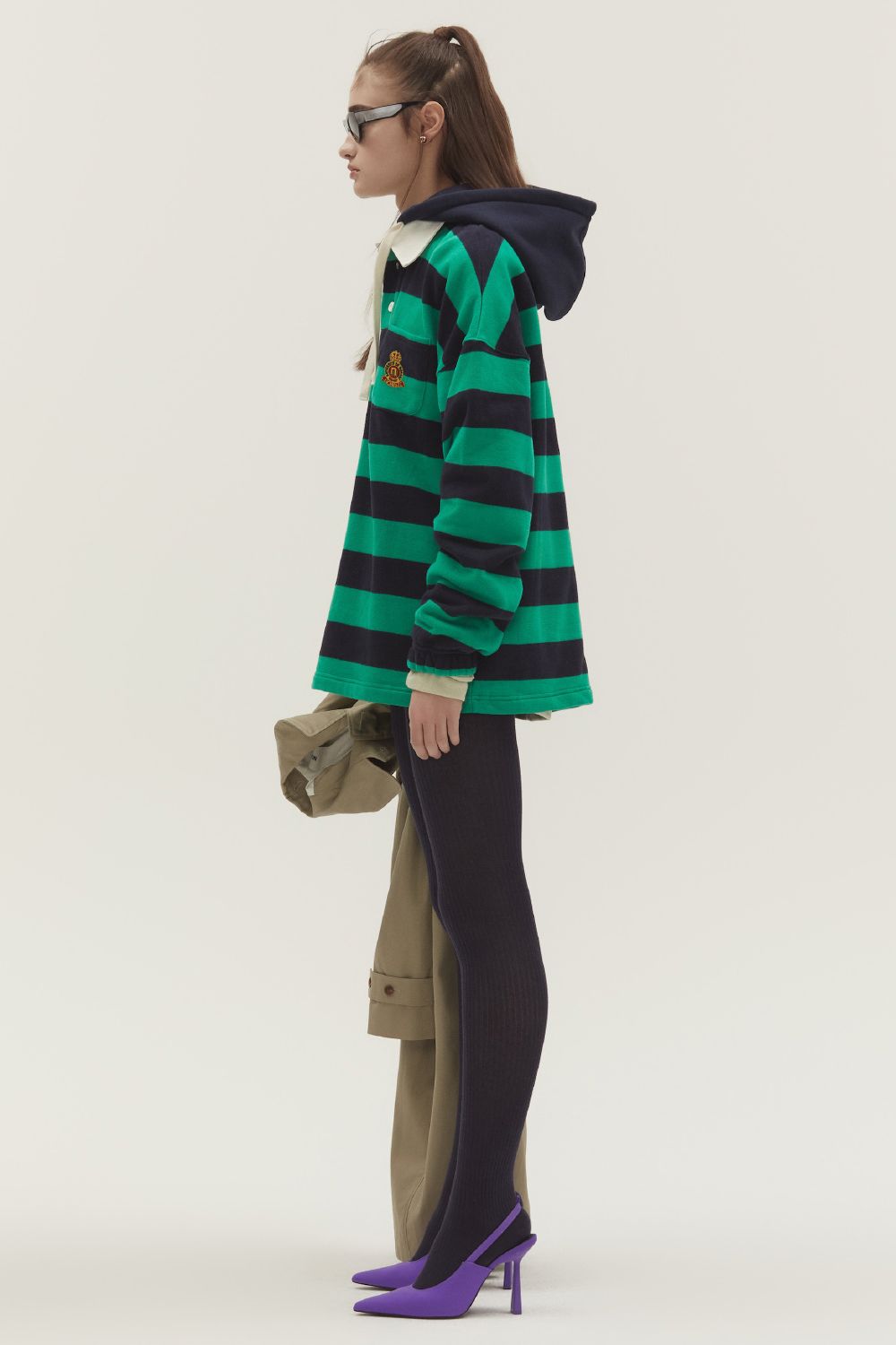 MUSINSA | NOHANT STRIPE HOODIE RUGBY SHIRT GREEN