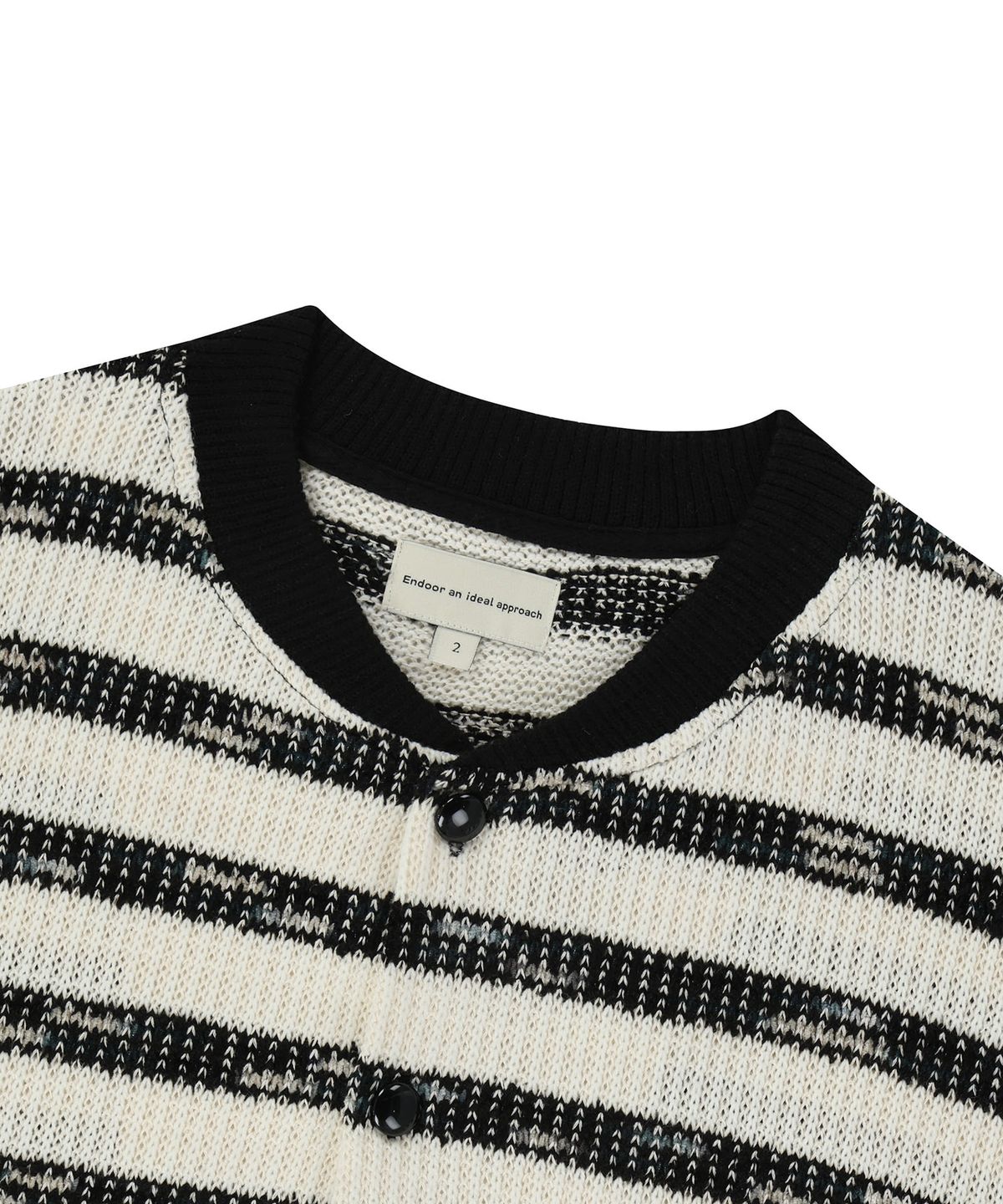 엔도어(ENDOOR) Needle crop cardigan (ecru stripe)