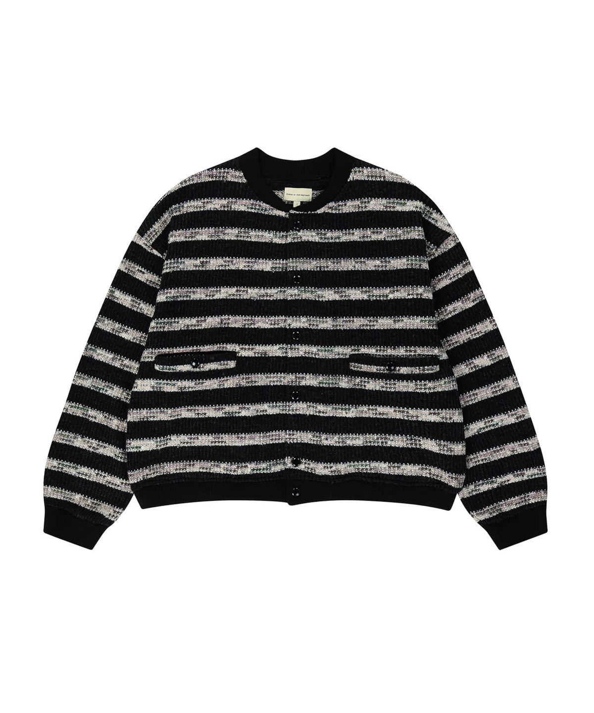 엔도어(ENDOOR) Needle crop cardigan (black stripe)