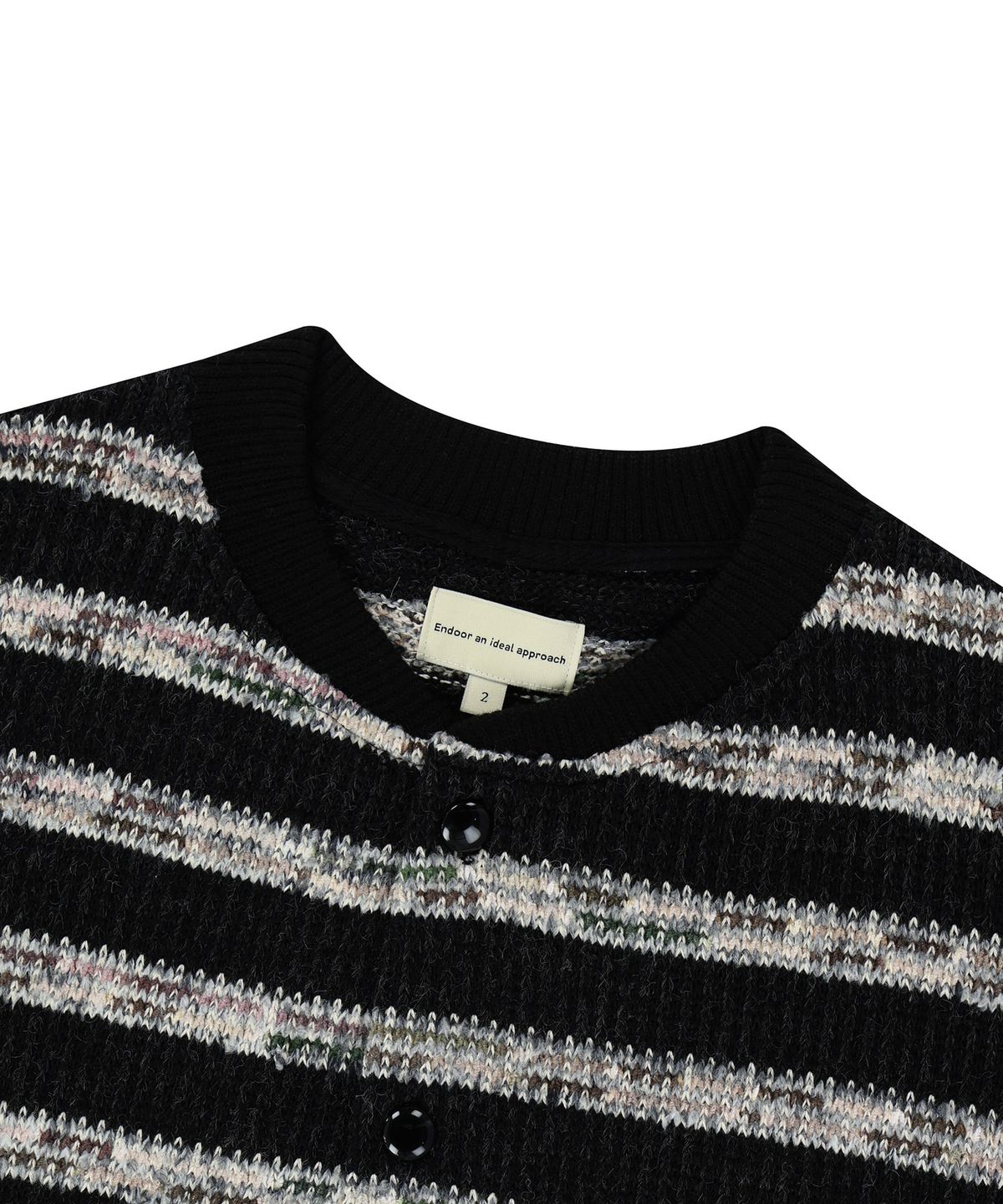 엔도어(ENDOOR) Needle crop cardigan (black stripe)