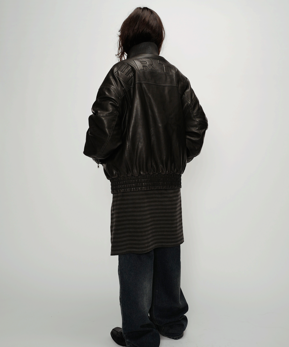 이알티알(ERTR) Vintage Leather Biker Jacket Black