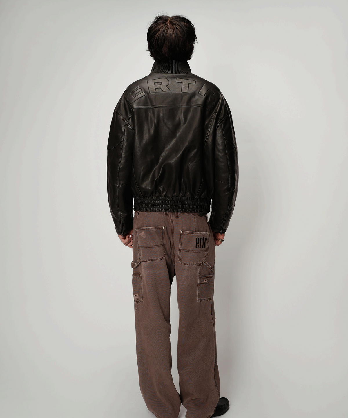 이알티알(ERTR) Vintage Leather Biker Jacket Black