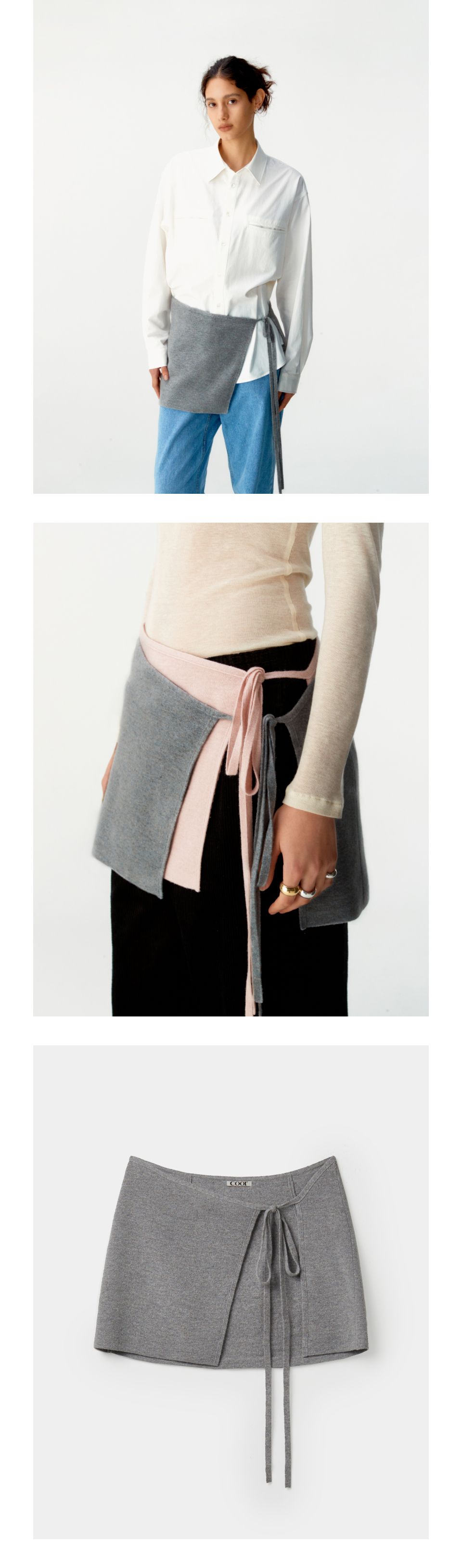MUSINSA | COOR WOMEN Wool Layered Wrap Skirt (Grey)