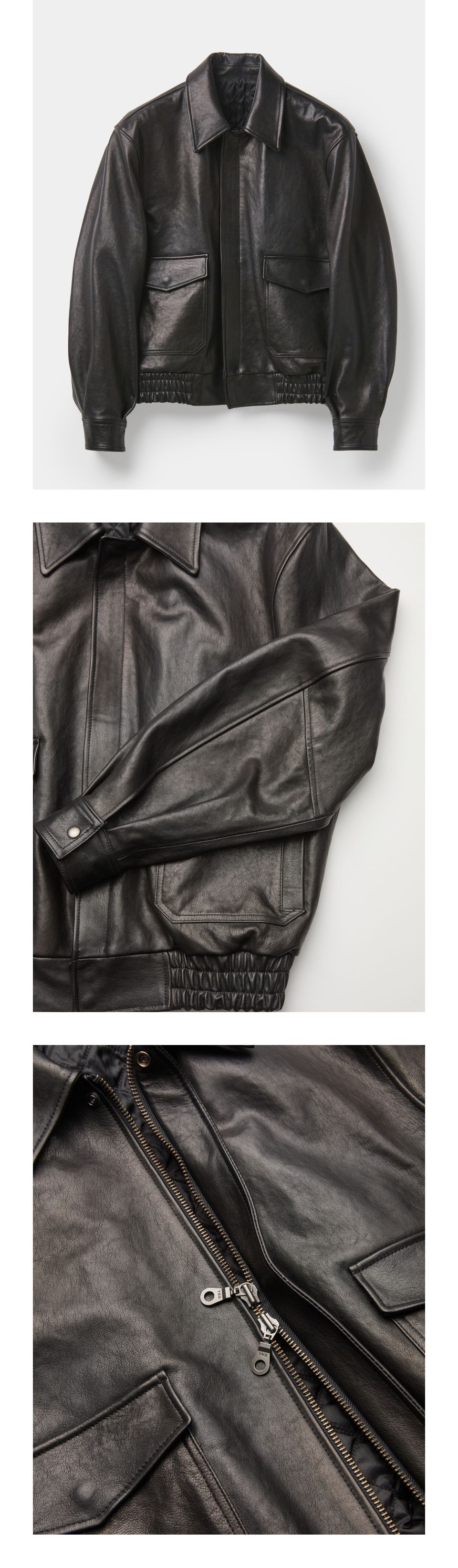MUSINSA | COOR WOMEN Vegetable Leather A-2 Jacket (Black)