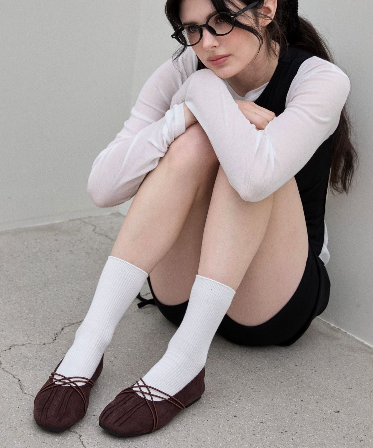 스퍼(SPUR) Pleats X-Elastic String 플랫슈즈 1.5cm -UA9017 (5color)