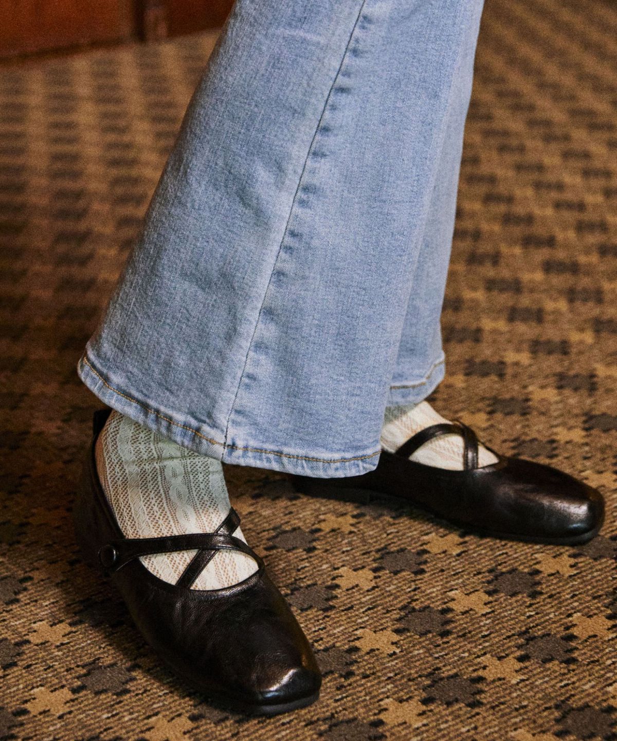 스퍼(SPUR) Elastic String 메리제인 플랫슈즈 1.5cm -UA9031 (4color)