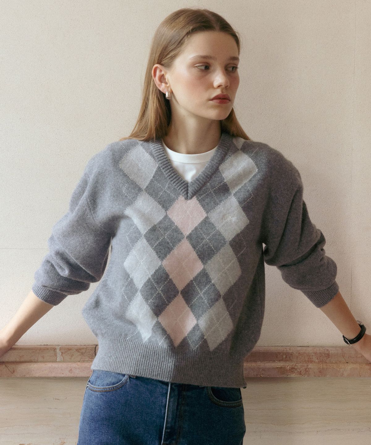 튜드먼트(TTUDEMENT) [3COLORS] ARGYLE WOOL KNIT PULLOVER