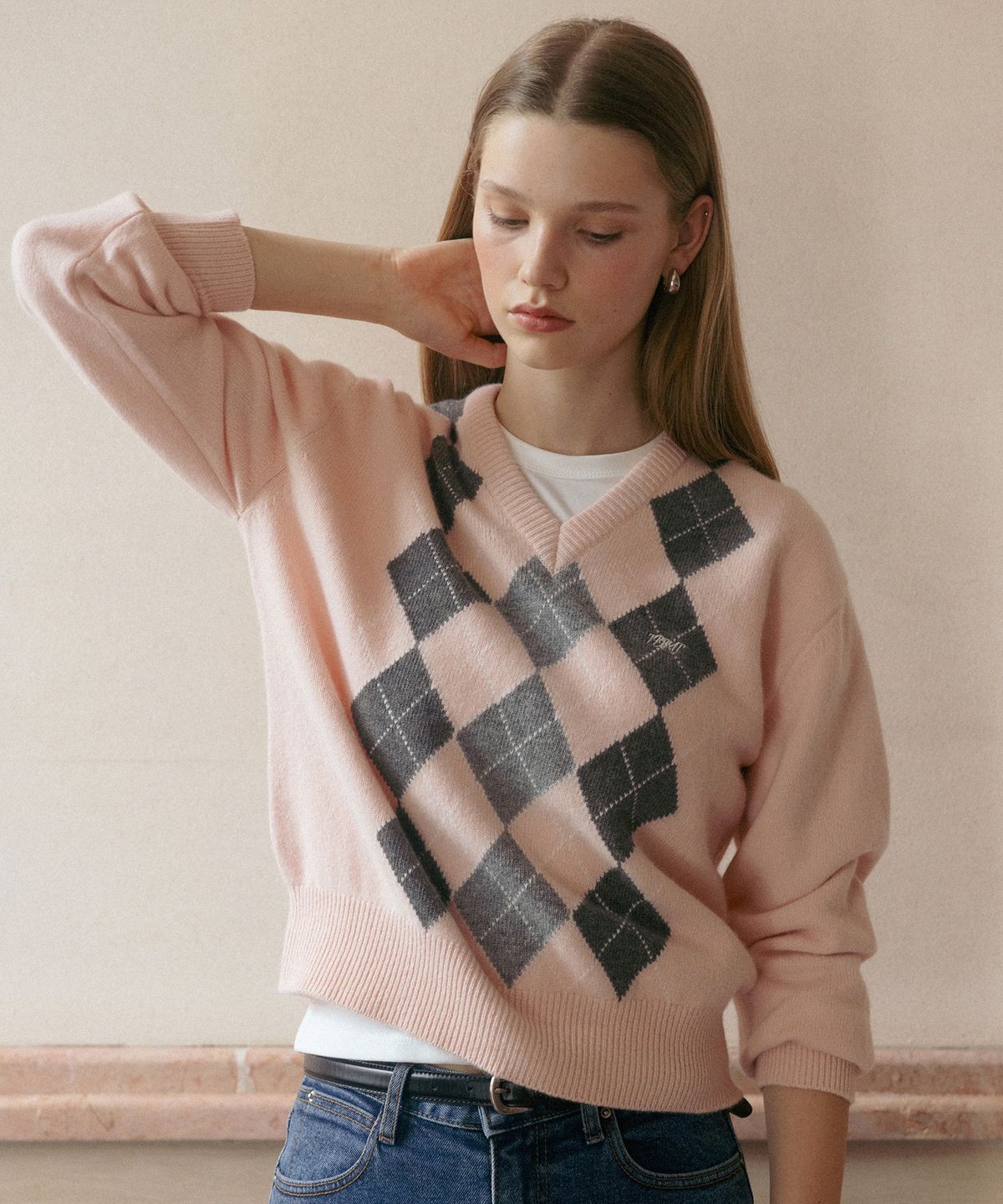 튜드먼트(TTUDEMENT) [3COLORS] ARGYLE WOOL KNIT PULLOVER