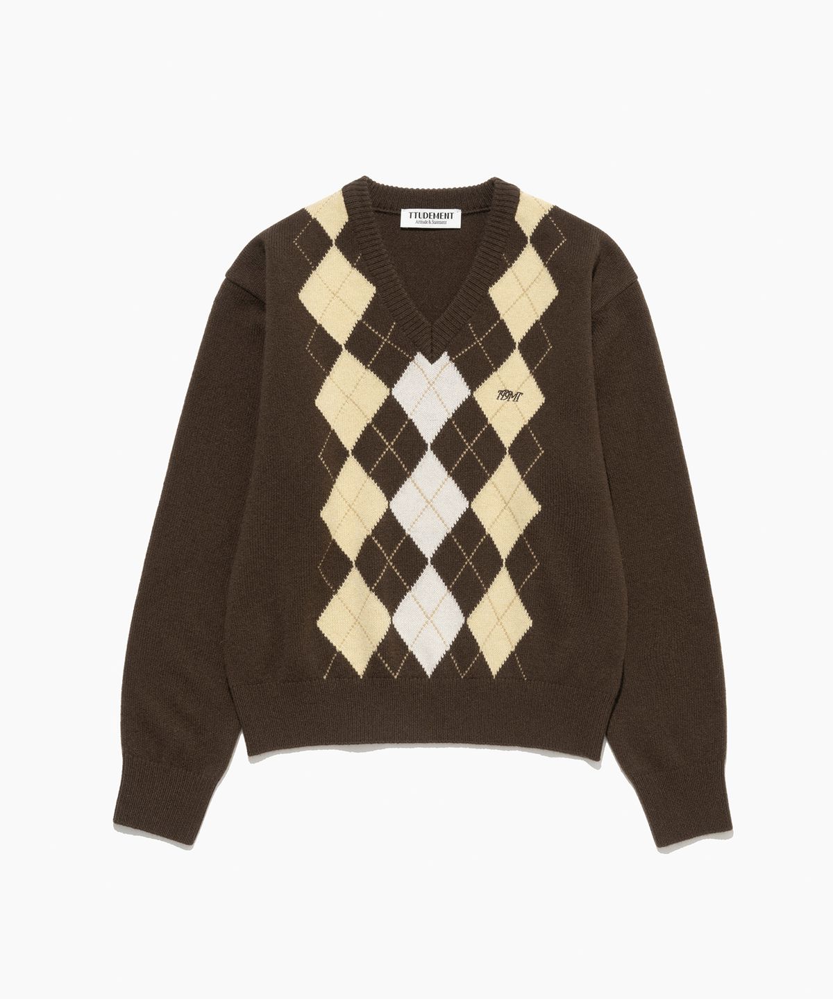 튜드먼트(TTUDEMENT) [3COLORS] ARGYLE WOOL KNIT PULLOVER