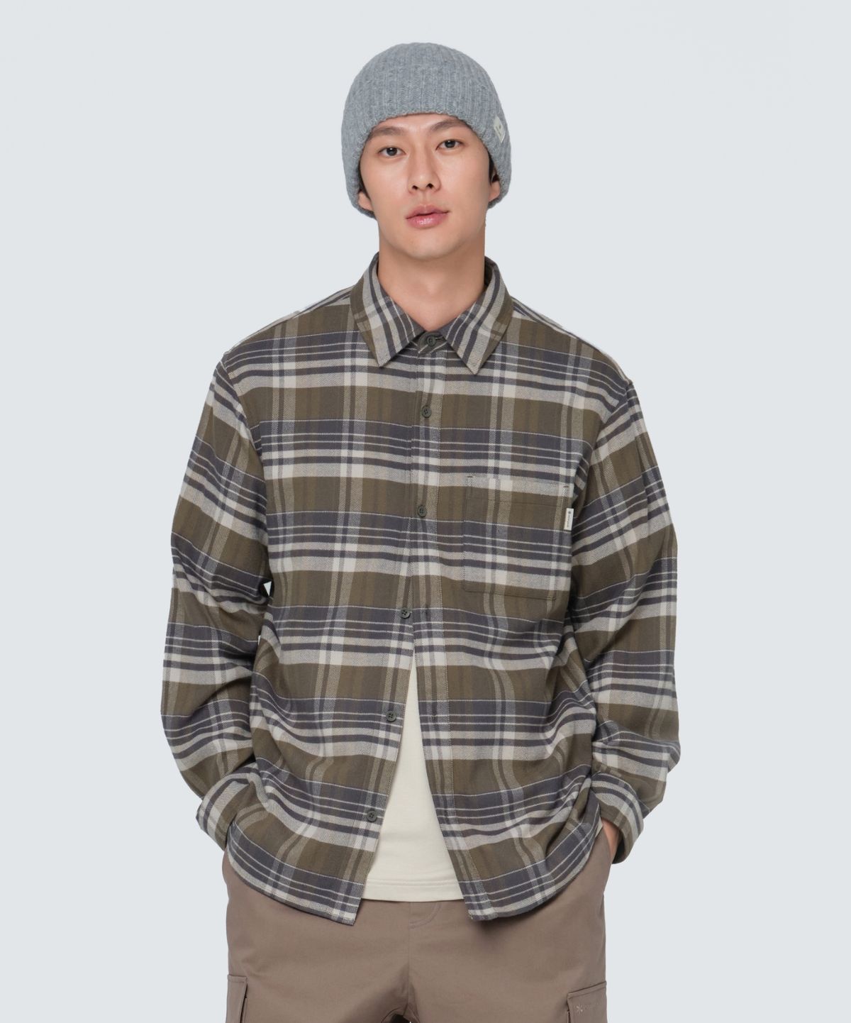 스노우피크 어패럴(SNOWPEAK APPAREL) 리사이클 체크 셔츠 (S24FMFSH02) Olive