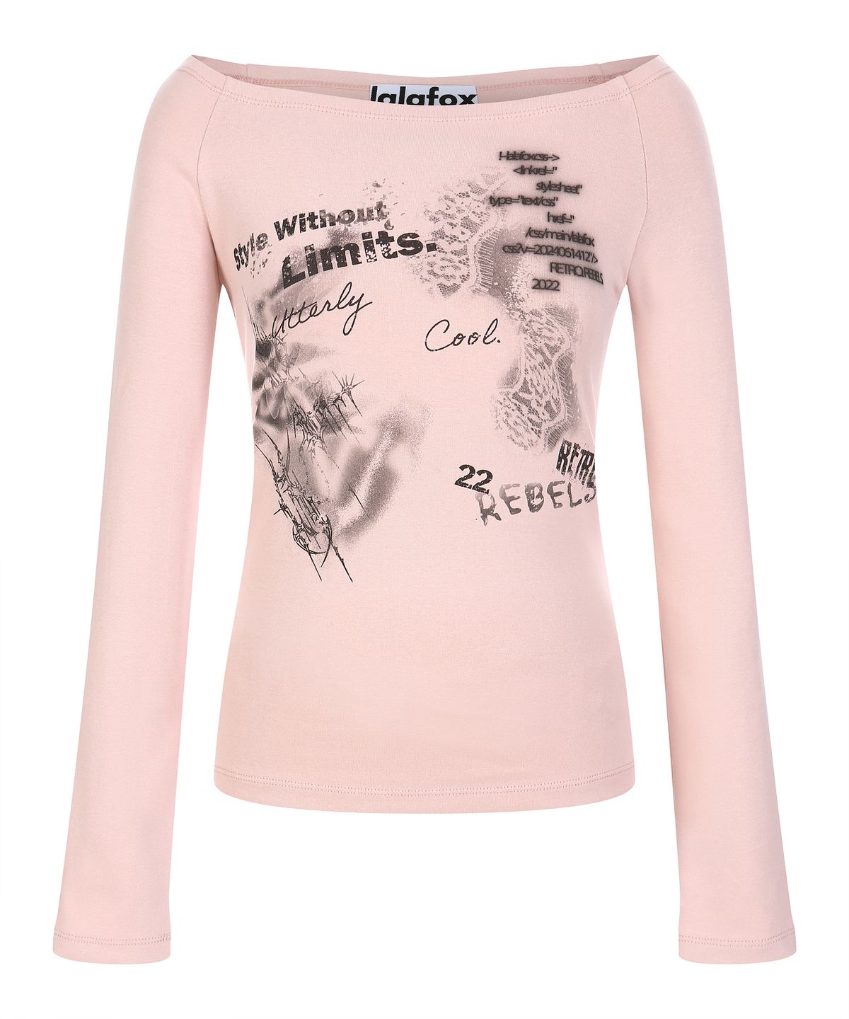 라라폭스(LALAFOX) OFF-SHOULDER PRINTING T-SHIRT 오프숄더 티셔츠 PINK BQ4CL006