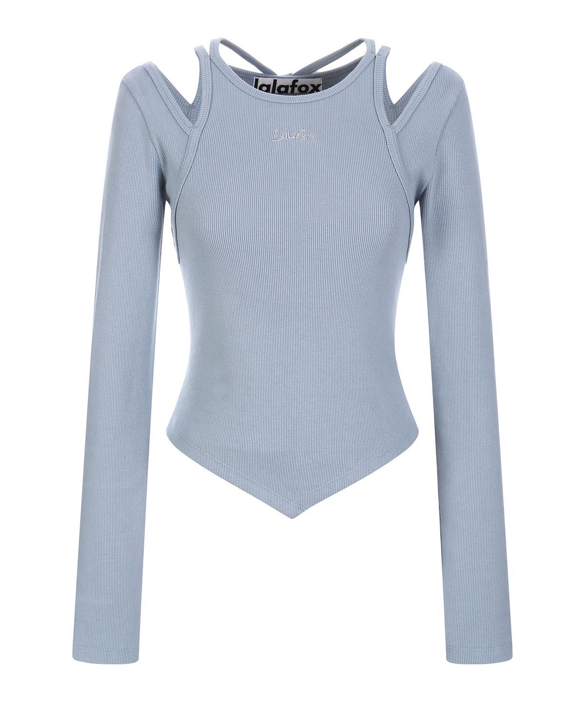 라라폭스(LALAFOX) SHOULDER SLIT HALTERNECK T-SHIRT SKYBLUE 숄더 슬릿 티셔츠 BQ4CL007