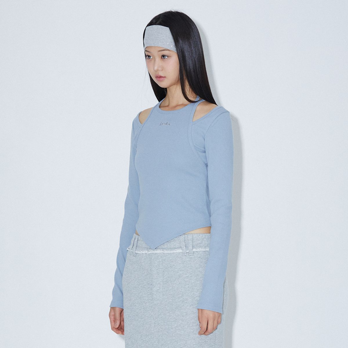 라라폭스(LALAFOX) SHOULDER SLIT HALTERNECK T-SHIRT SKYBLUE 숄더 슬릿 티셔츠 BQ4CL007