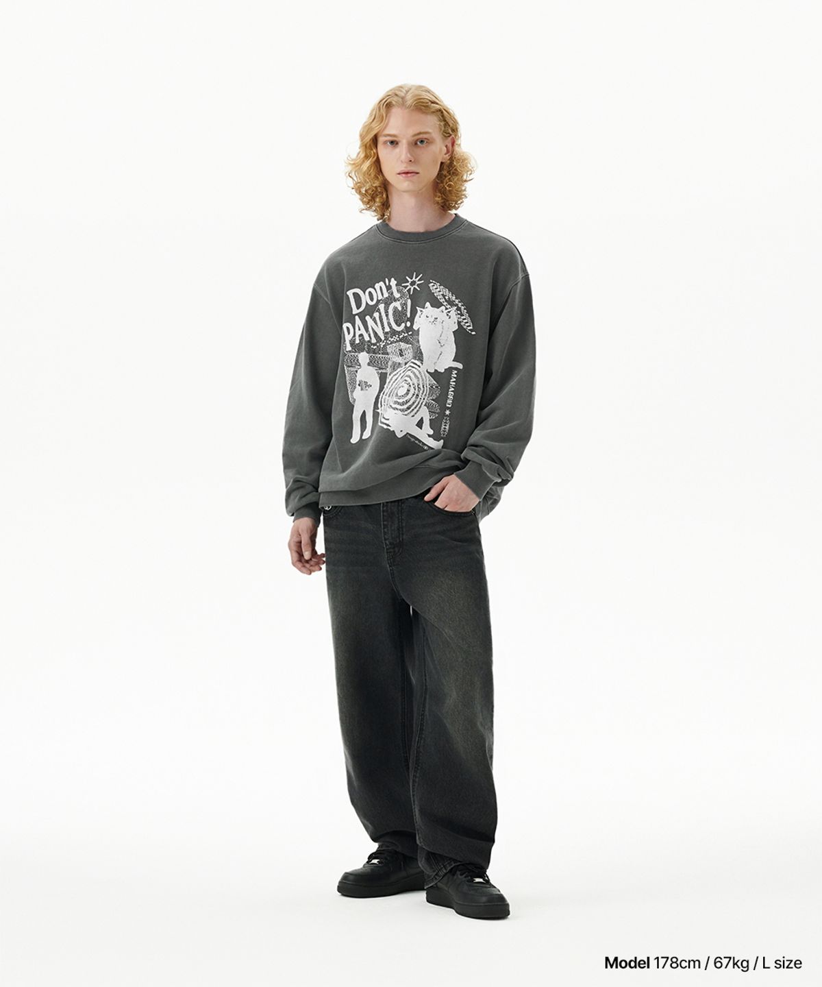 마하그리드(MAHAGRID) DON’T PANIC PIGMENT SWEATSHIRT_3colors(MG2DSMM441A)