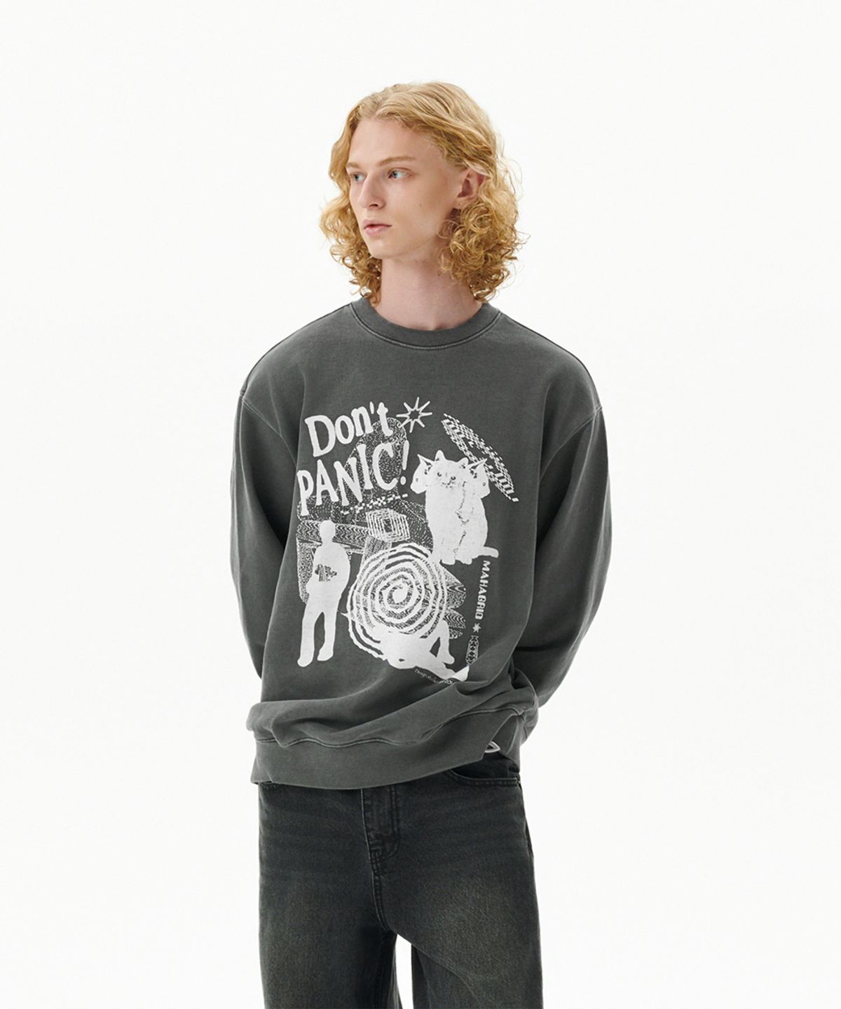 마하그리드(MAHAGRID) DON’T PANIC PIGMENT SWEATSHIRT_3colors(MG2DSMM441A)