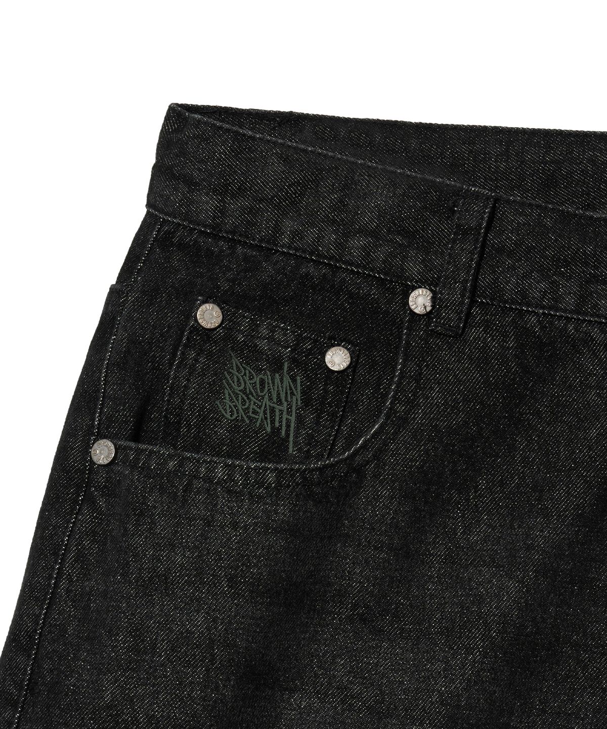 브라운브레스(BROWNBREATH) SPEAKER STRAIGHT PATCH JEAN - BLACK